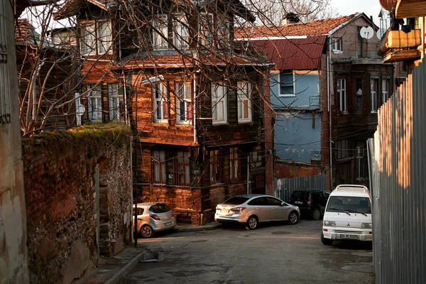 Barrio Abandonado Istanbuls Entra Vista Revelando Una Escena Inquietante Casas — Foto de Stock