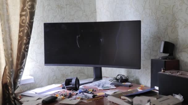 Imagem Captura Rescaldo Agressão Russa Mostrando Eletrodoméstico Quebrado Especificamente Uma — Vídeo de Stock