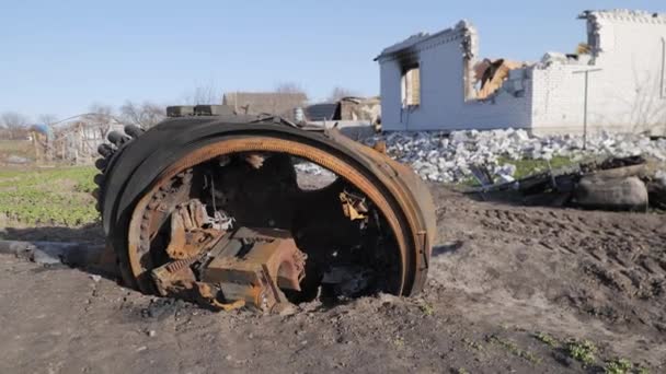 Snímek Zachycuje Zničující Následky Bombových Útoků Ukrajině Zachycuje Zničené Domy — Stock video