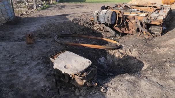 Obraz Przedstawia Niszczycielskie Następstwa Ataków Bombowych Ukrainie Przedstawiające Zniszczone Domy — Wideo stockowe