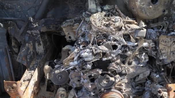 Következményei Háború Ukrajnában Elpusztította Autók Velyka Dymerka Kijev Oblast Kép — Stock videók