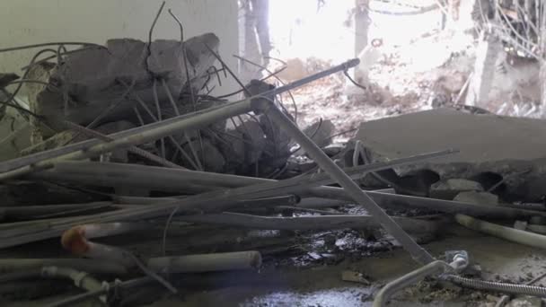 Folgen Des Bombardements Kiew Ukraine Frühjahr 2022 Ein Zerstörtes Einkaufszentrum — Stockvideo