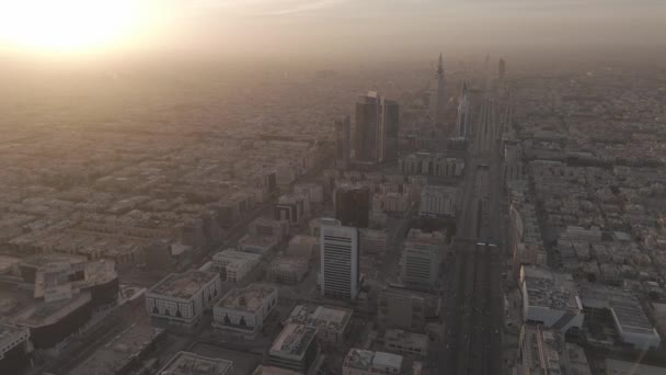Neste Deslumbrante Drone Riade Arábia Saudita Cidade Desperta Sob Tons — Vídeo de Stock