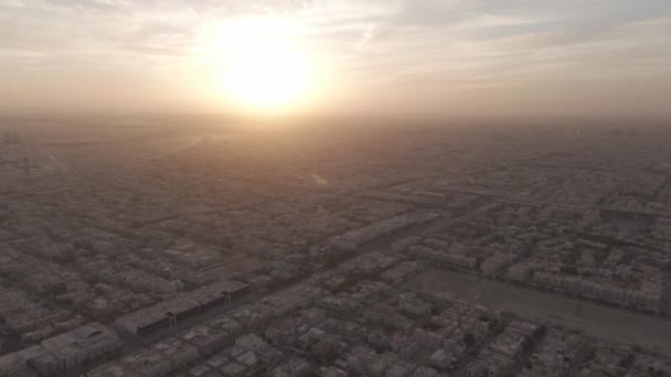 Questo Stupefacente Drone Riyadh Arabia Saudita Città Risveglia Sotto Calde — Video Stock