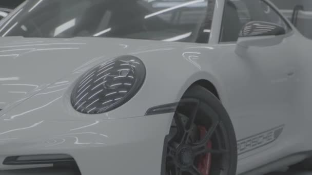Porsche Dünyadaki Tanınan Arabalardan Biridir Lüks Performans Mühendislik Mükemmelliğinin Sembolüdür — Stok video