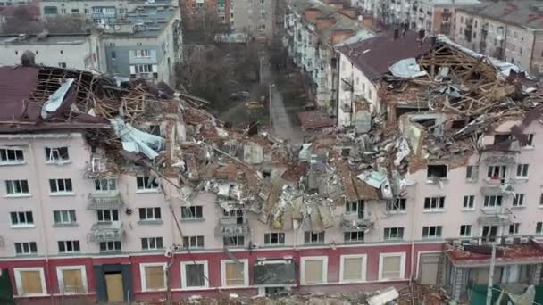 Grande Hotel Chernihiv Ucraina Pesantemente Danneggiato Attacco Aereo Russo Facciata — Video Stock