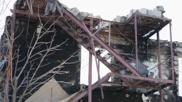 Budynki Przemysłowe Centra Handlowe Sklepy Ukrainie Które Zostały Poważnie Zniszczone — Wideo stockowe