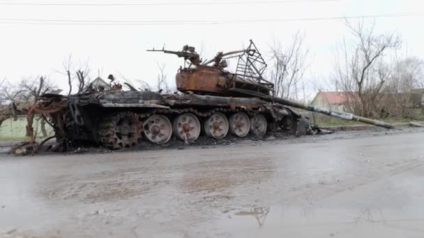Destruyó Vehículos Militares Rusos Entre Zona Residencial Chernihiv Ucrania Que — Vídeo de stock
