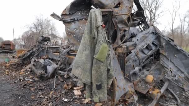 Destruiu Veículos Militares Russos Entre Área Residencial Chernihiv Ucrânia Que — Vídeo de Stock