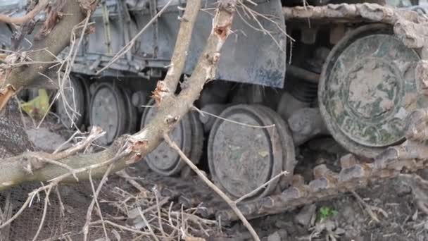 Distrutto Carri Armati Ucraini Veicoli Militari Tra Zona Residenziale Chernihiv — Video Stock