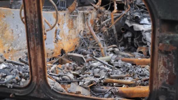 Distrutto Veicoli Militari Russi Tra Zona Residenziale Chernihiv Ucraina Che — Video Stock