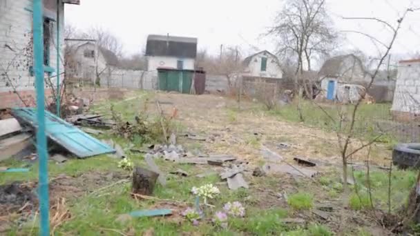 Una Zona Residenziale Chernihiv Ucraina Pesantemente Danneggiata Attacco Aereo Russo — Video Stock