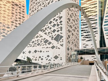 Kral Abdullah Finans Bölgesi 'nde modern Geometrik Mimari. Kral Abdullah Financial District KAFD, Riyad, Suudi Arabistan 'ın kalbinde çarpıcı bir geometrik mimari tasarım. Şey...