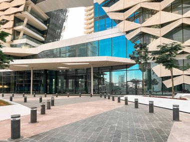 Kral Abdullah Finans Bölgesi 'nde modern Geometrik Mimari. Kral Abdullah Financial District KAFD, Riyad, Suudi Arabistan 'ın kalbinde çarpıcı bir geometrik mimari tasarım. Şey...