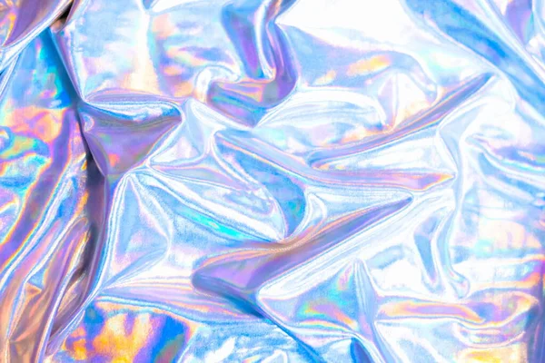 ホログラフィック虹色の箔のテクスチャの背景 未来的な活気のあるネオンの流行の人魚の銀の色 — ストック写真