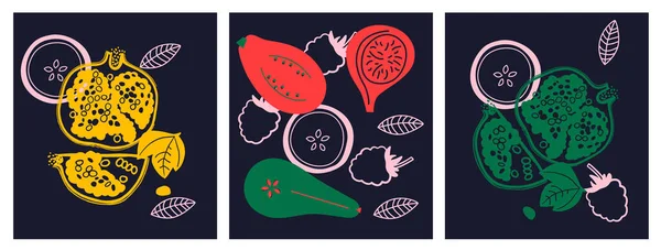 Streszczenie Apetycznej Kolekcji Owoców Jagód Dekoracyjny Abstrakcyjny Baner Poziomy Kolorowymi — Zdjęcie stockowe
