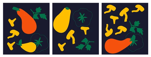 Mignonne Collection Légumes Appétissants Bannière Horizontale Abstraite Décorative Avec Des — Photo