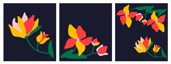 Tropikalne Kwiaty Abstrakcyjny Wektor Zabawny Kolorowy Plakat Typograficzny Dekoracyjny Abstrakcyjny — Zdjęcie stockowe