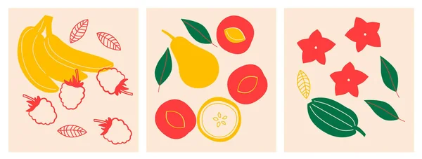 Słodki Apetyczny Kolekcja Owoców Jagód Dekoracyjny Abstrakcyjny Baner Poziomy Kolorowymi — Zdjęcie stockowe