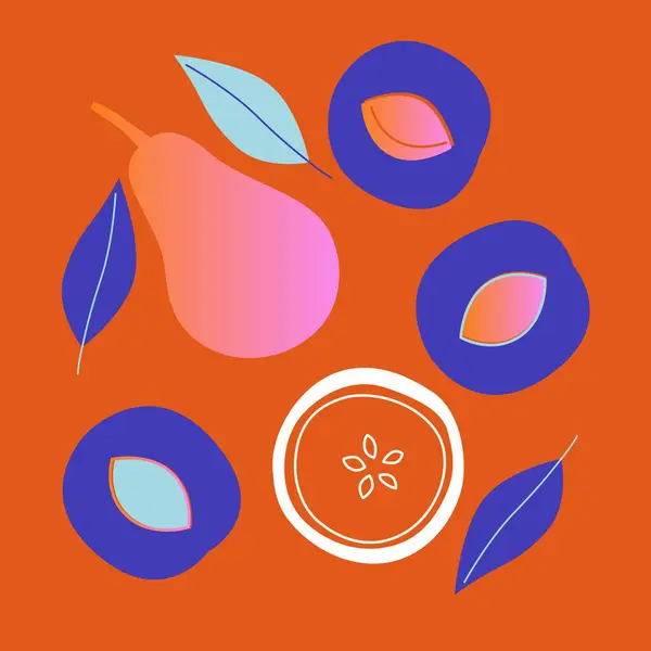 Owoce Warzywa Abstrakcyjne Wektor Proste Ilustracje Warzywa Jagody Owoce Mediów — Zdjęcie stockowe