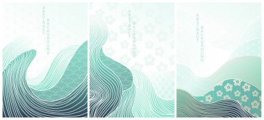 Basit satırlara sahip soyut arkaplan seti, Asya tarzında arkaplan koleksiyonu