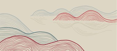 Eğilimli soyut Japon manzarası. Basit çizgiler. Vektör illüstrasyonu