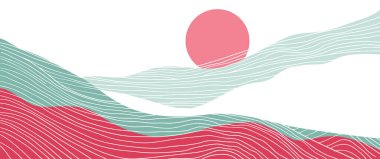 Işık arkaplanı üzerinde eğimli soyut Japon manzarası