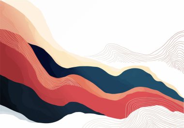 Işık arkaplanı üzerinde eğimli soyut Japon manzarası