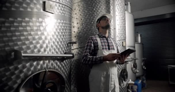 Produttore Vino Maschio Verifica Qualità Del Processo Distillazione Delle Bevande — Video Stock