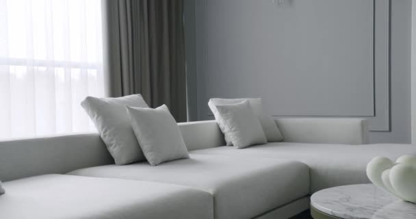 Modern Contemporary Minimalist Living Room Luxury Modern House Interior Corner — Stock Video