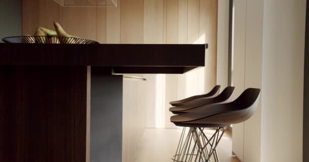Beautiful Kitchen Interior New Stylish Furniture Real Luxury Kitchen Island — Stock Video