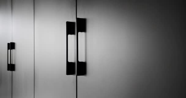 Minimalistyczna Czarna Szafa Nowoczesnym Wnętrzu Szczegóły Drzwi Minimalistyczne Czarne Drzwi — Wideo stockowe