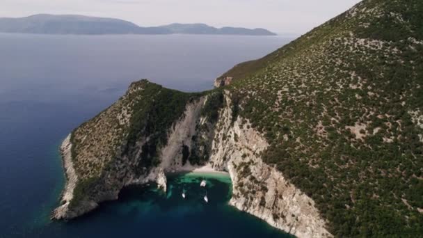 Yachting Luxus Segelboot Luftaufnahme Von Oben Nach Unten Von Einer — Stockvideo