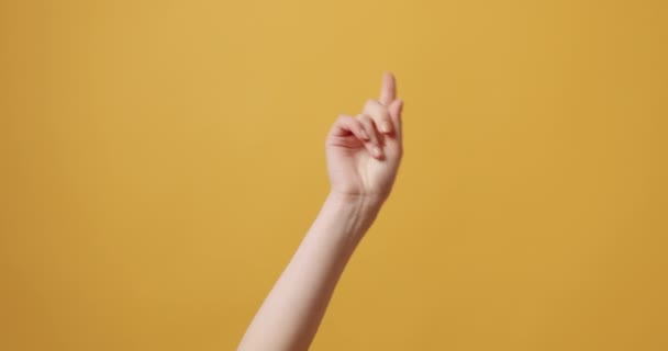 Περικοπή Θηλυκό Καταμέτρηση Ανυψωμένο Χέρι Στατική Λήψη Ανώνυμης Γυναίκας Σηκωμένο — Αρχείο Βίντεο