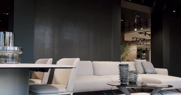 Modern Contemporary Minimalist Living Room Beige White Furniture Luxury Modern — Stock video
