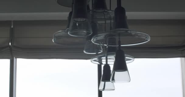 Minimalistic Glass Ceiling Lamp Decorated Bulb Lamp Hanging Ceiling Modern — Stock Video