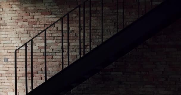 Old Brick Wall Brown Color Modern Apartment Black Stair Damaged — Stok video