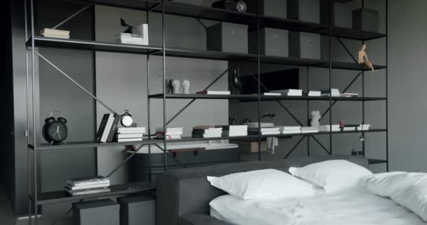 Elegance Interior Design Black White Colors Minimalistic Scandinavian Style Interior — Stockvideo