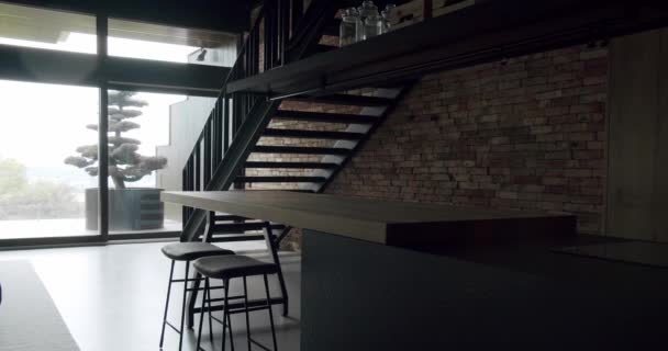 奢华的厨房 有一个岛 豪华住宅的现代室内装饰 现代铬水龙头 新家的简约设计 真正奢华的室内设计 新古典主义风格 舒适的内部 — 图库视频影像