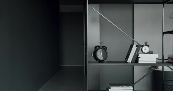 Elegance Interior Design Black White Colors Minimalist Bedroom Modern Bookshelf — Video