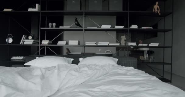Elegance Interior Design Black White Colors Minimalistic Scandinavian Style Interior — Vídeo de stock