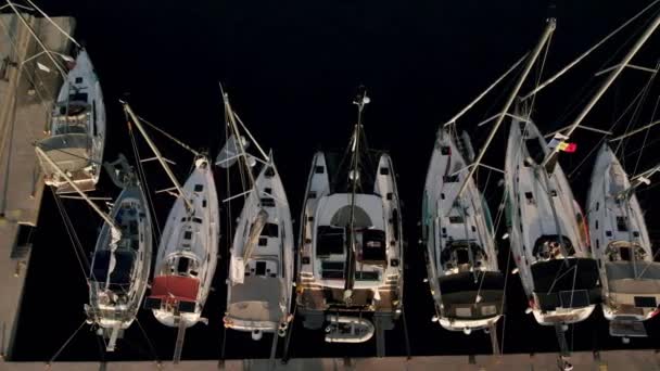Yachting Luxury Sail Boat Lefkada Island Marine Port Yacht Aerial — Video Stock