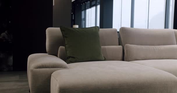 Luxury Modern House Interior Corner Sofa Chairs Bookshelf Fashionable Furniture — стокове відео