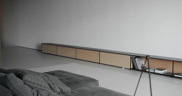 Modern Contemporary White Minimalist Living Room Wooden Bookshelf Large Sliding — Video