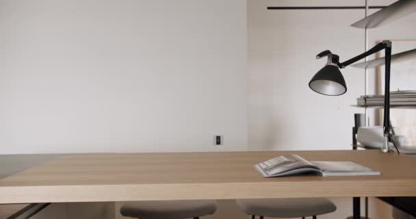 Modern Kitchen Room Minimalist Apartment Dining Area Natural Wood Black — Stock Video