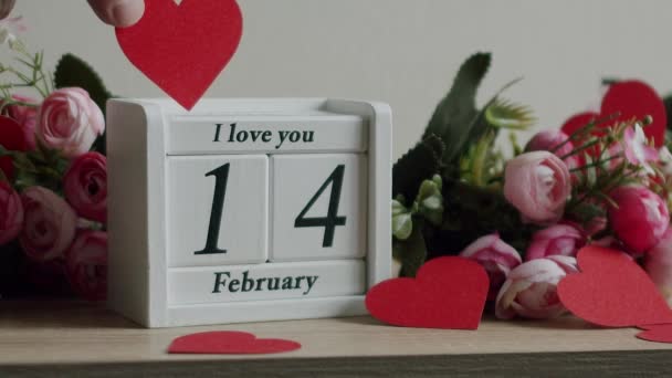 Happy Valentines Day February Valentines Day Idea Calendar Date February — Stockvideo