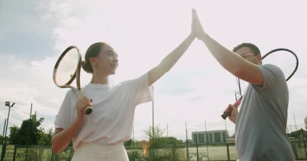 Friends Happy Beautiful Fun Match Give Five Team Work Weekend — Stok video