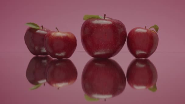 Stapeln Von Frischen Und Getrockneten Apfelchips Statische Aufnahme Eines Abstürzenden — Stockvideo