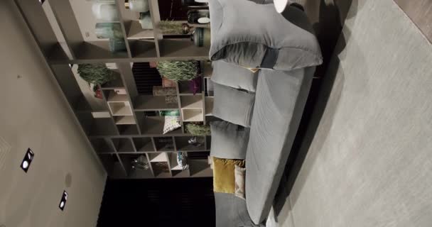 Modern Contemporary Minimalist Living Room Gray Furniture Minimalist Home Interior — Vídeo de stock