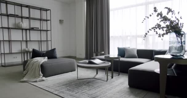 Luxury Modern House Interior Corner Sofa Table Modern Contemporary Minimalist — Stock Video